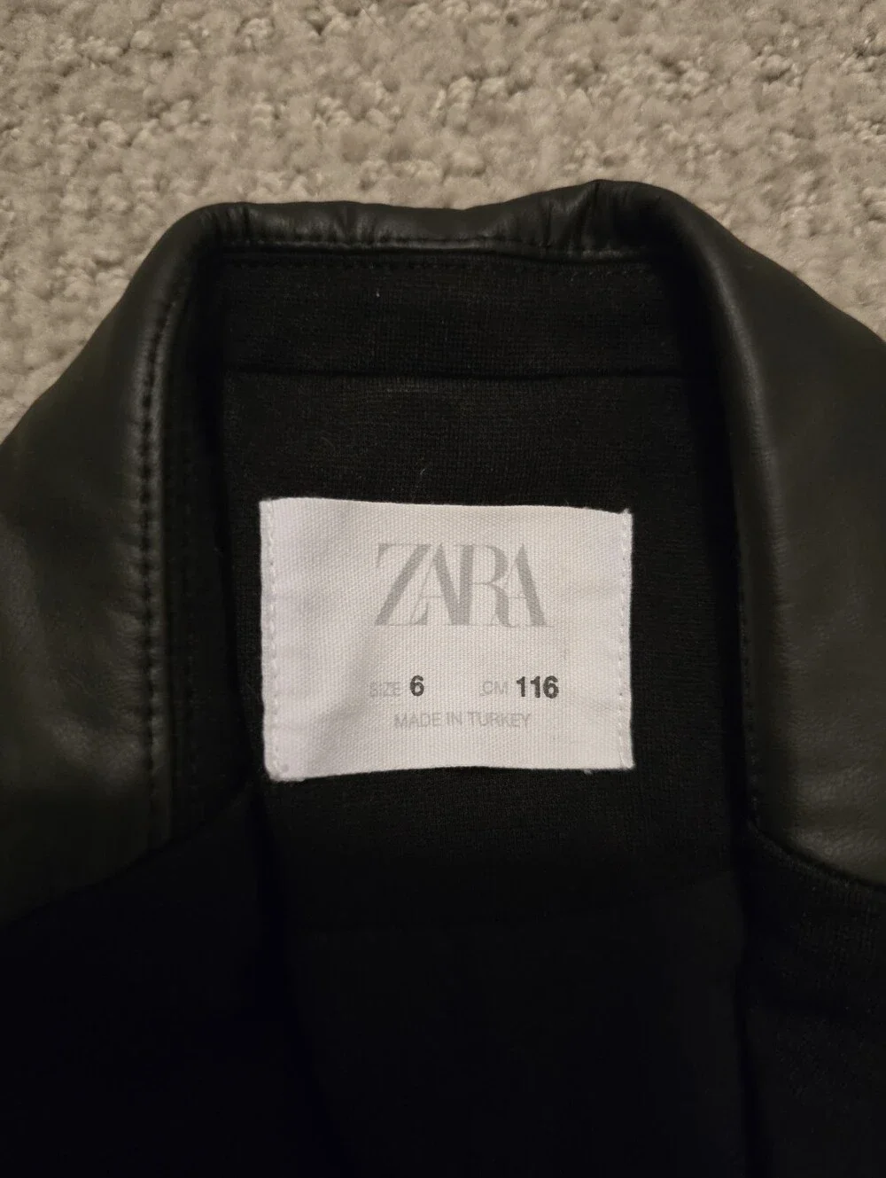 NEW Zara Black Blazer with Leather Collar and Gold Buttons